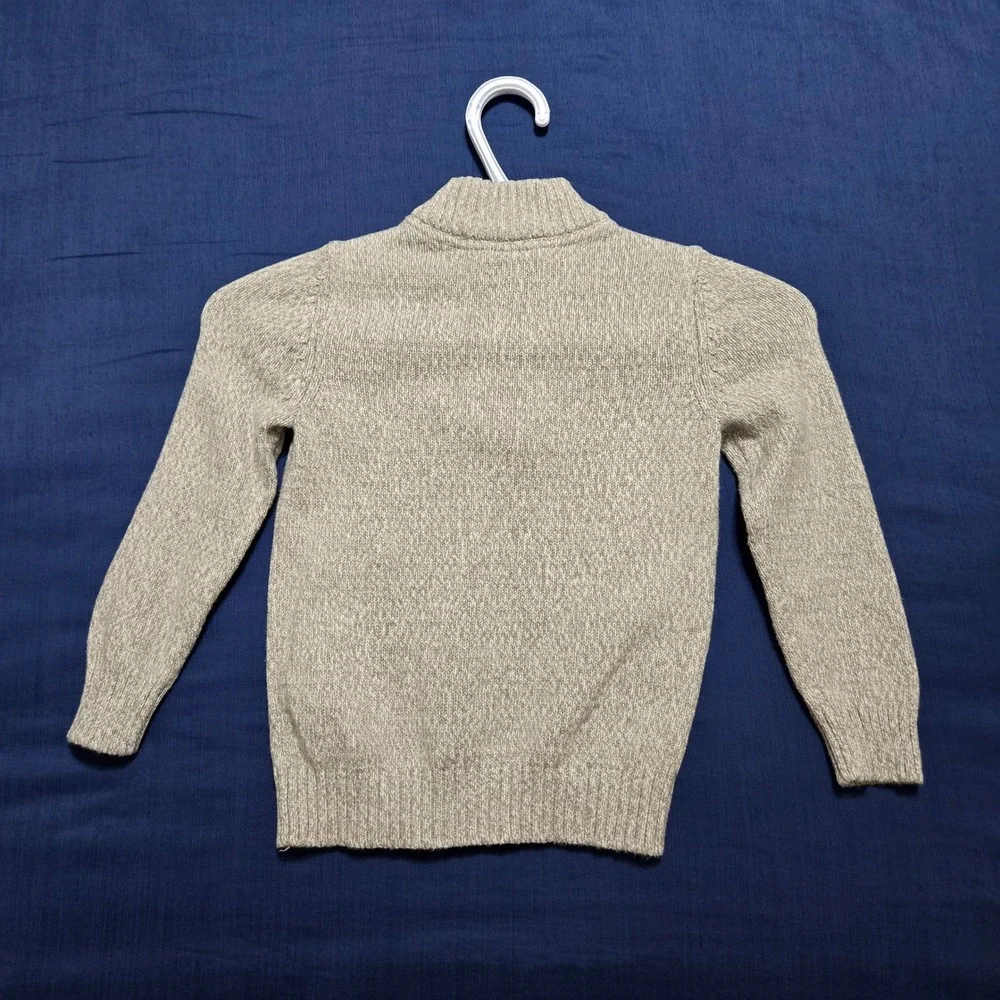 Carter's Mock Neck Sweater Toddler 3T Oatmeal Excellent Button Placket Knit